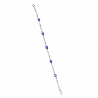 Blue Sapphire Oval Natural Diamond Bracelet