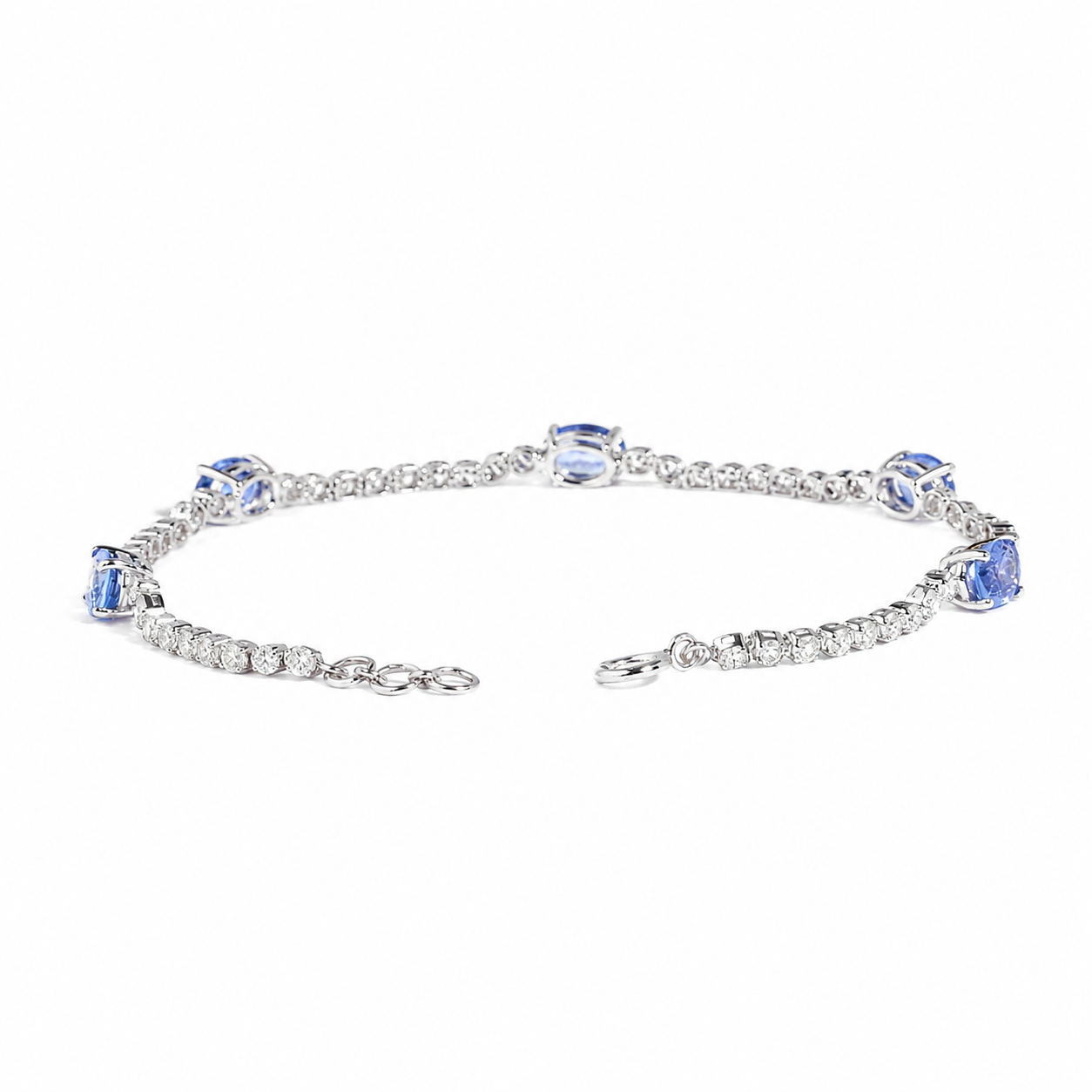Blue Sapphire Oval Natural Diamond Bracelet
