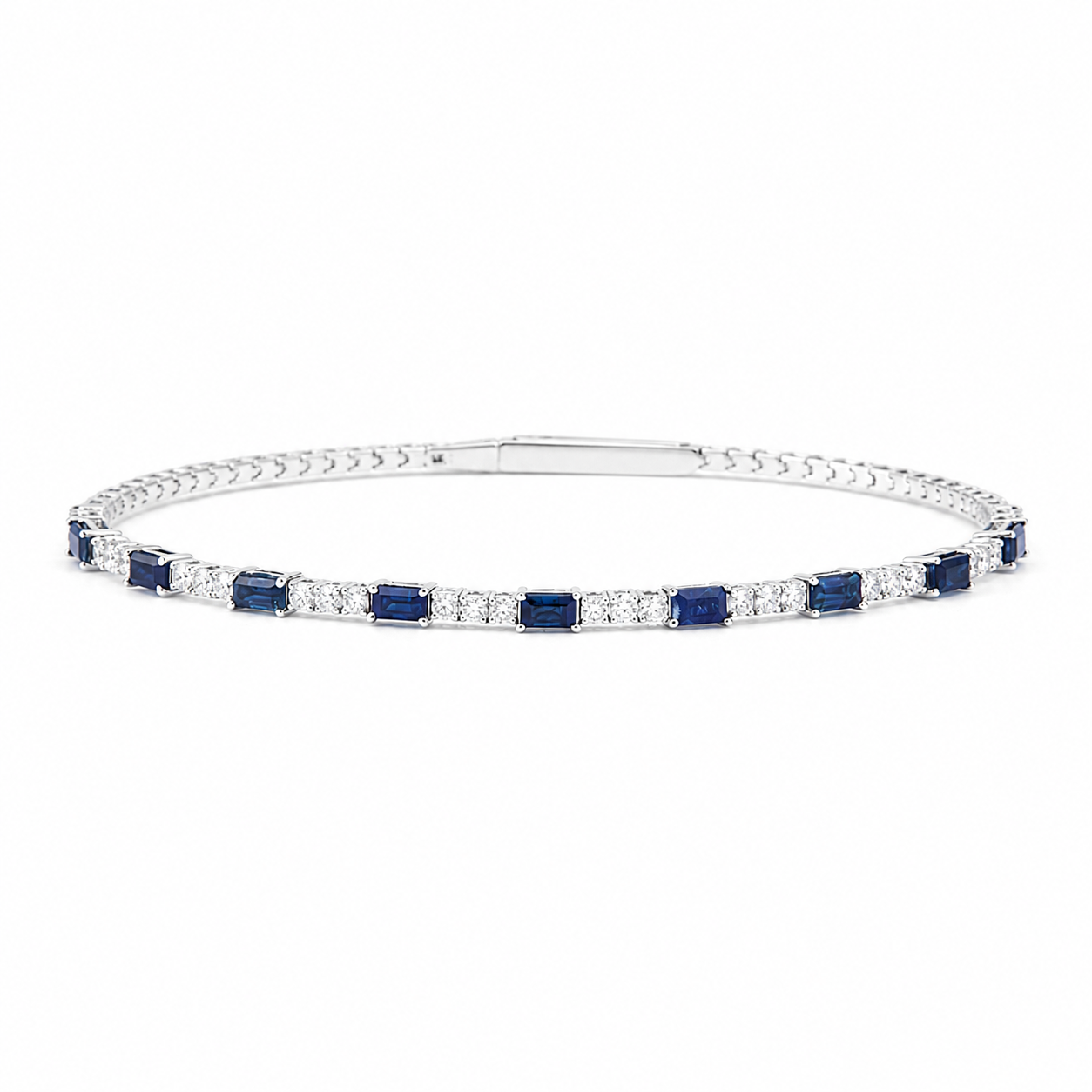 Blue Sapphire Diamond Cuff Bracelet