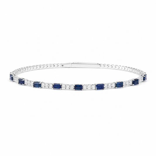 Blue Sapphire Diamond Cuff Bracelet