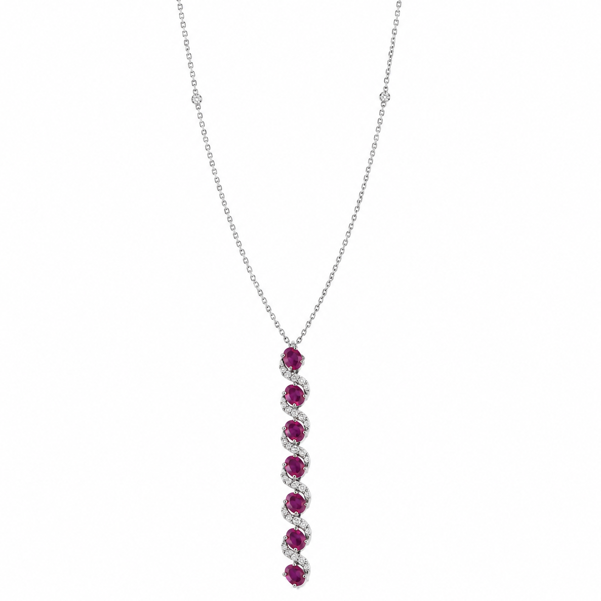Vertical Ruby Natural Diamond Necklace