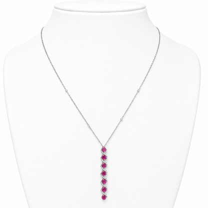 Vertical Ruby Natural Diamond Necklace