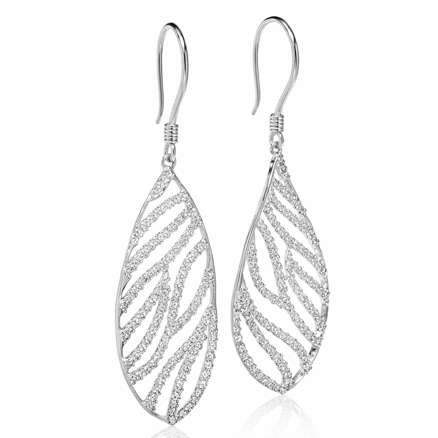 Leaf Drop Diamond Earrings