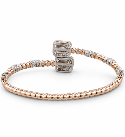 Halo Rectangular Natural Diamond Cuff Bracelet