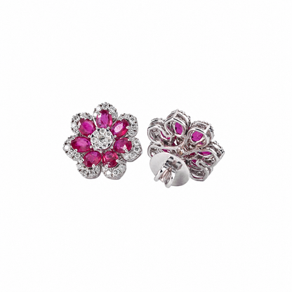 Floral Ruby Natural Diamond Studs