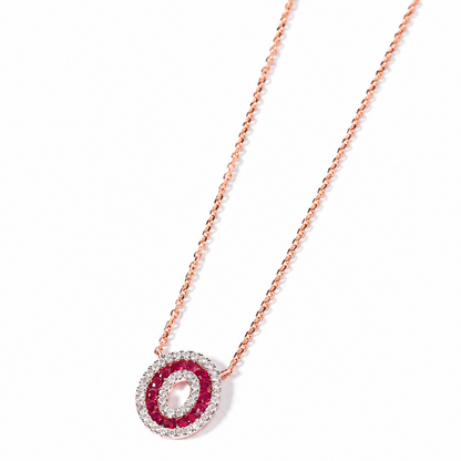 Ruby Halo Pendant Necklace