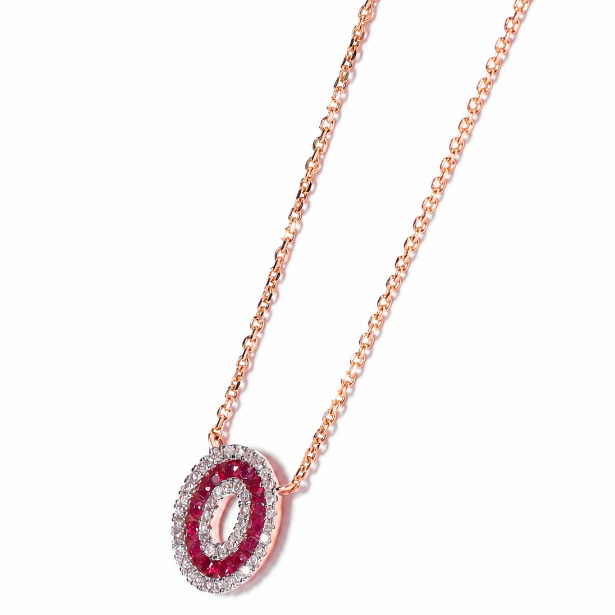 Ruby Halo Pendant Necklace