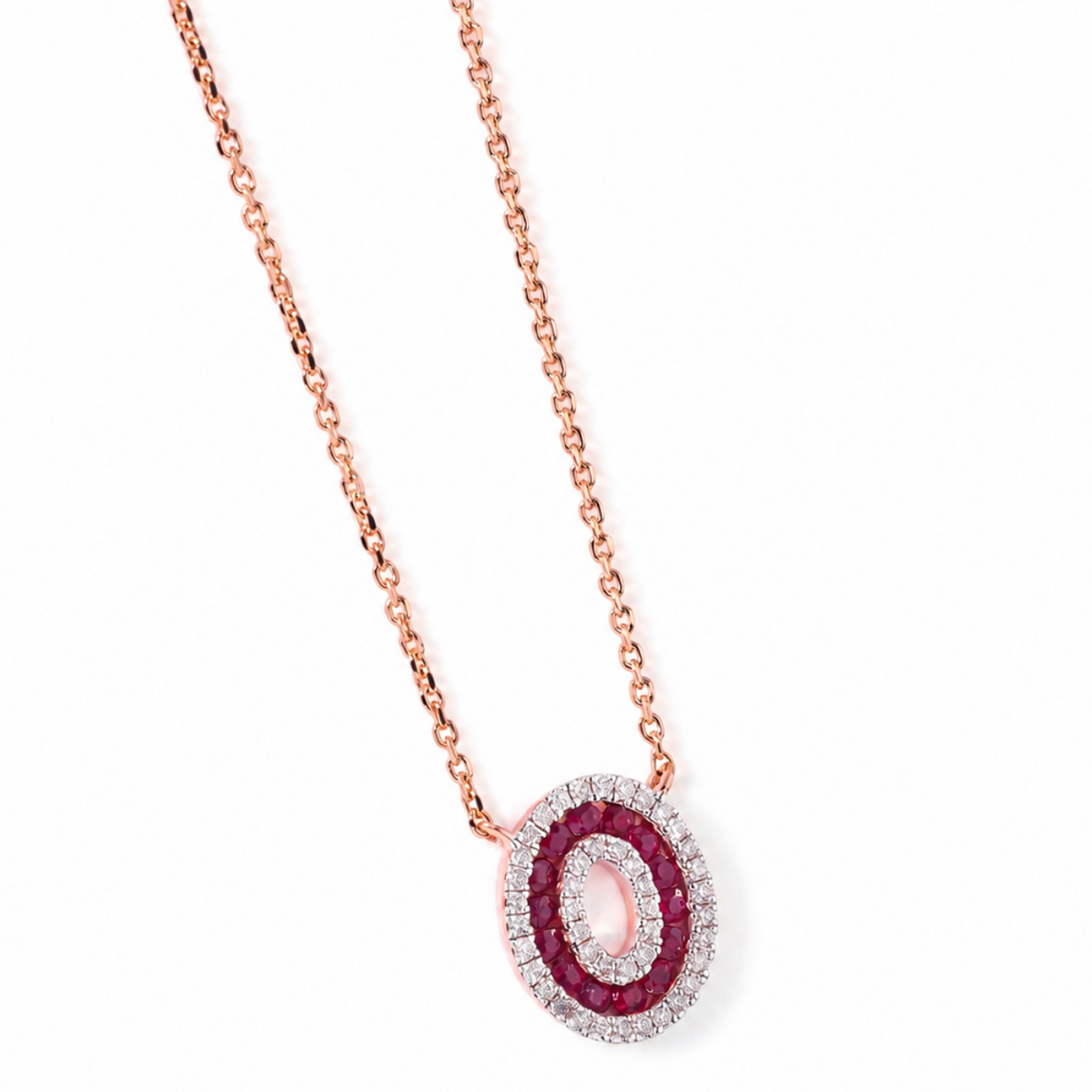 Ruby Halo Pendant Necklace
