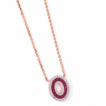 Ruby Halo Pendant Necklace