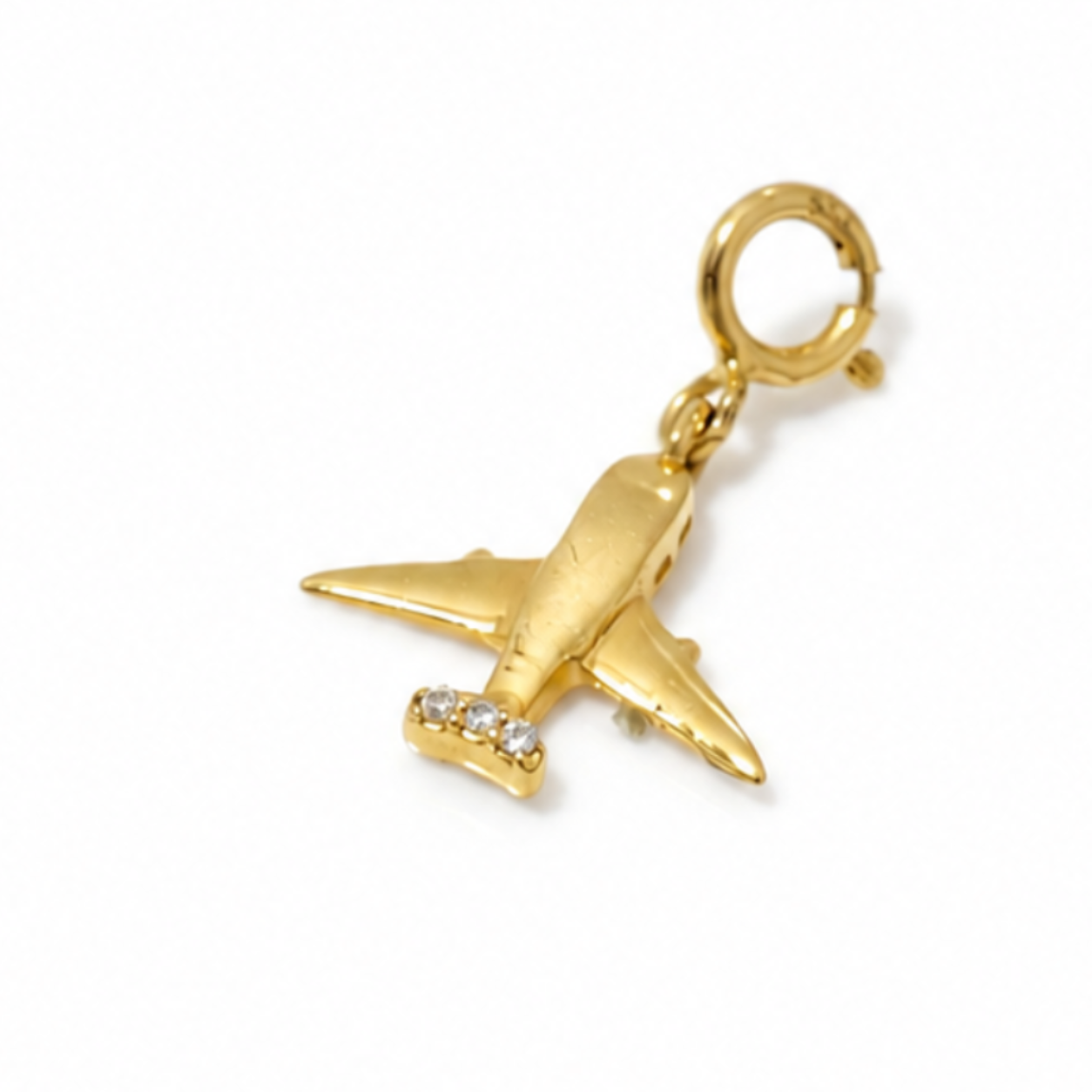 Diamond Airplane Charm Pendant