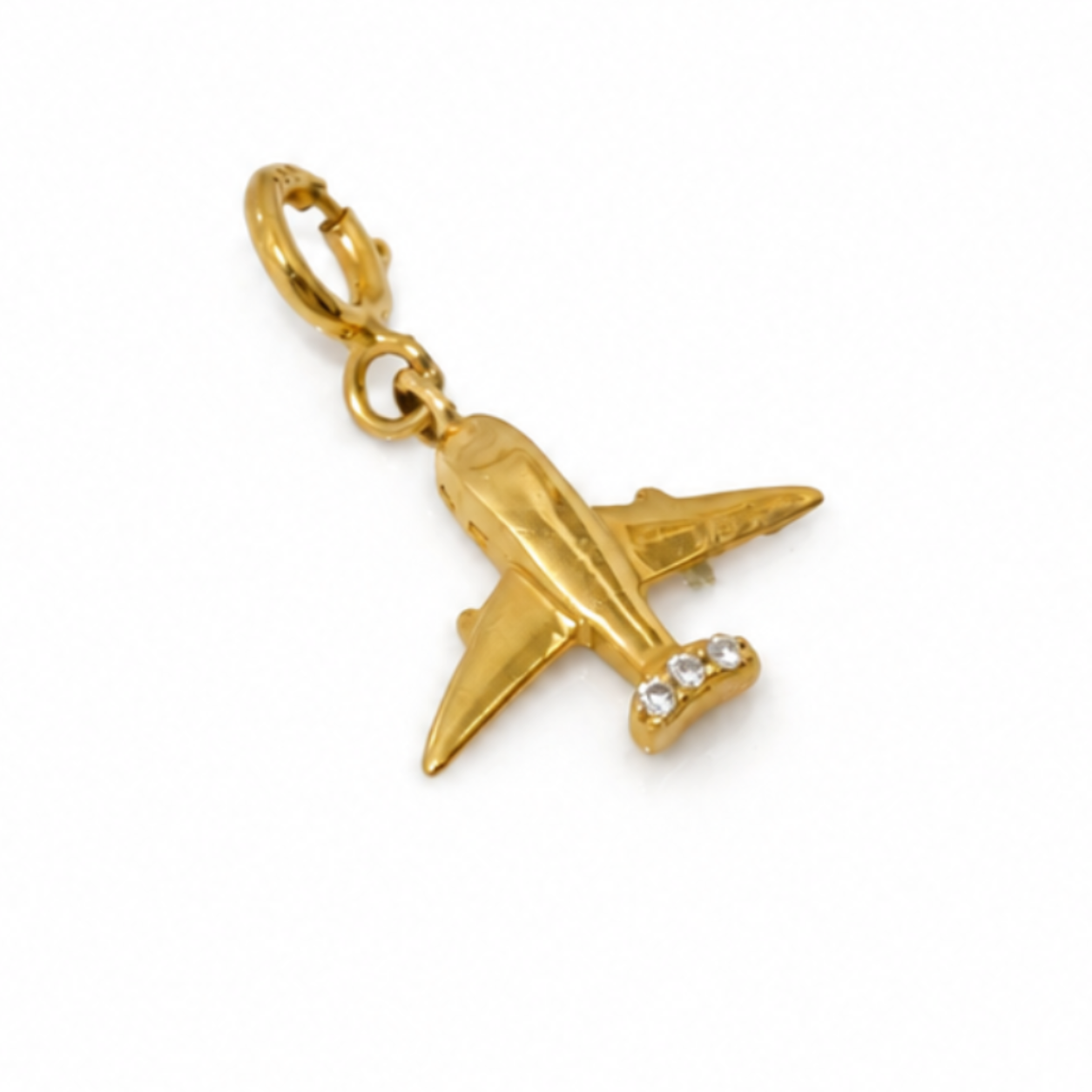Diamond Airplane Charm Pendant