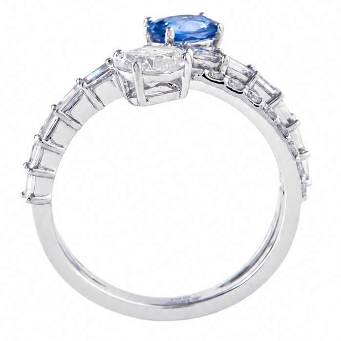 Natural Sapphire Diamond Crossover Ring