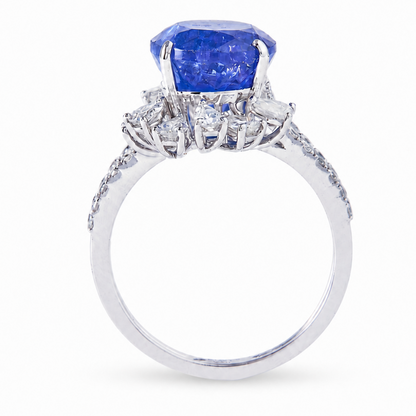 Floral Cluster Tanzanite Natural Diamond Ring