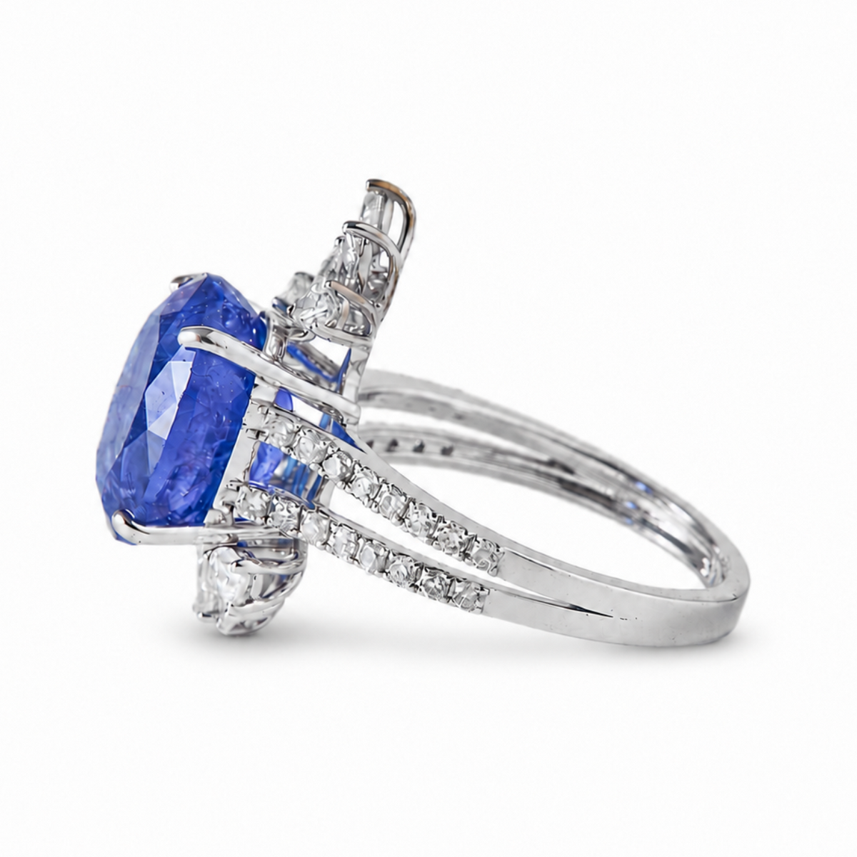 Floral Cluster Tanzanite Natural Diamond Ring