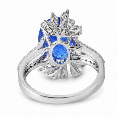 Floral Cluster Tanzanite Natural Diamond Ring