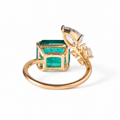 Emerald Diamond Bypass Ring