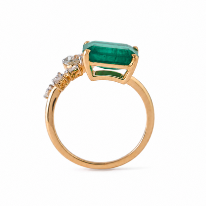 Emerald Diamond Bypass Ring
