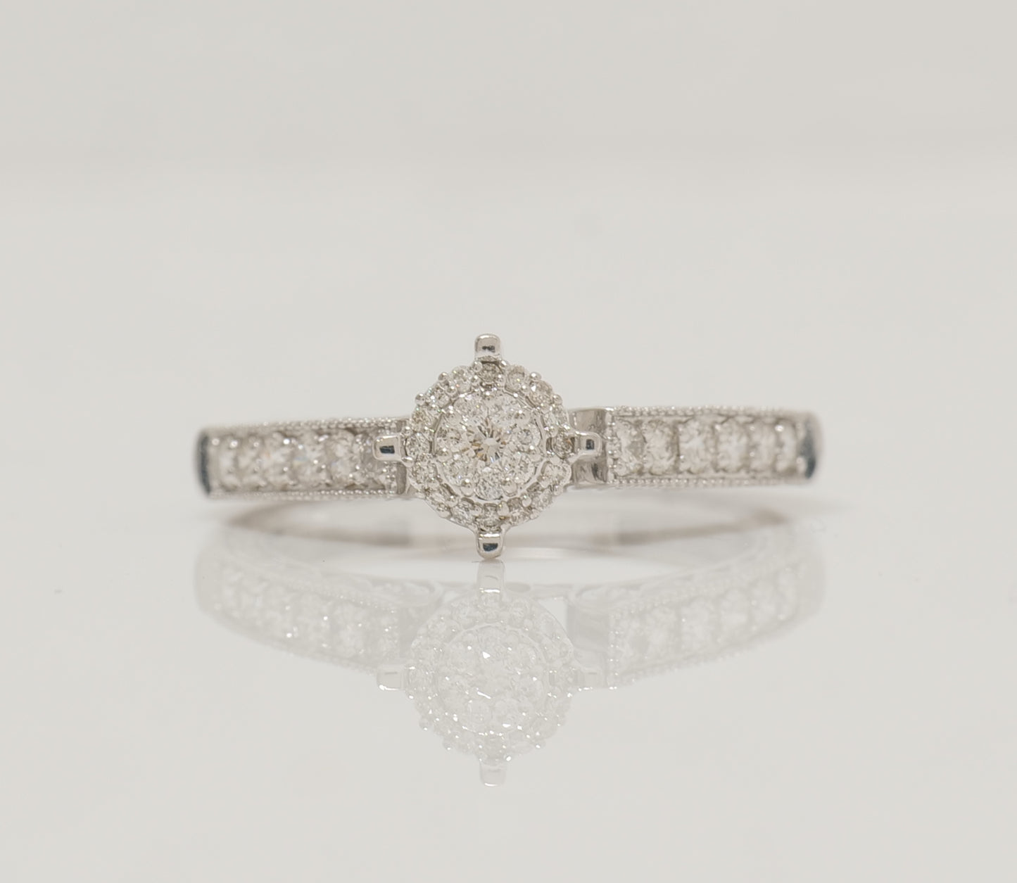 Natural Diamond Round Halo Engagement Ring 14K Gold