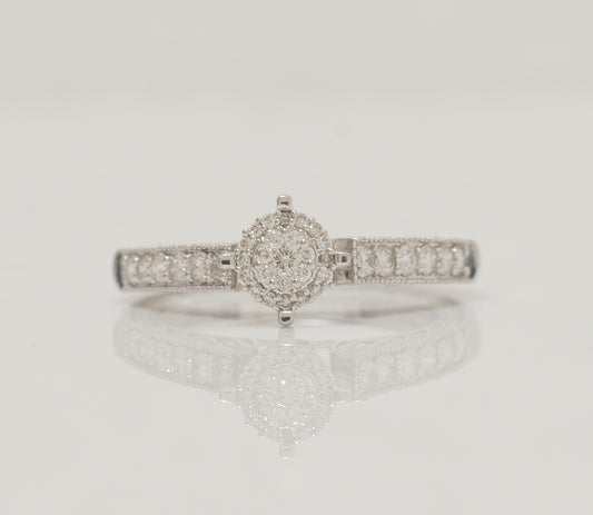 Natural Diamond Round Halo Engagement Ring 14K Gold