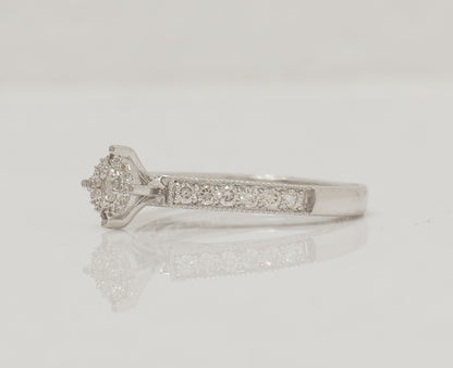 Natural Diamond Round Halo Engagement Ring 14K Gold