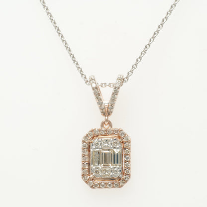 Baguette & Round Pendant Necklace