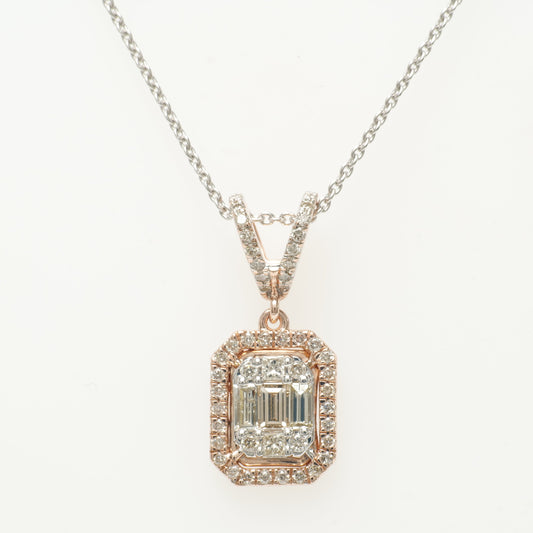 Baguette & Round Pendant Necklace