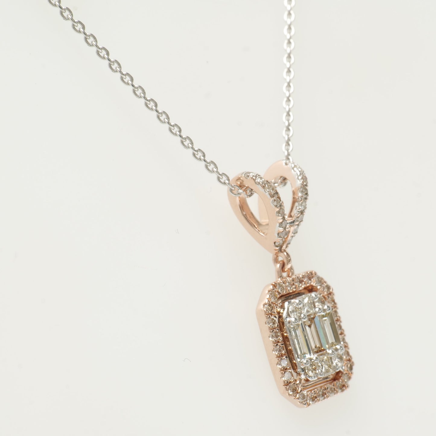 Baguette & Round Pendant Necklace