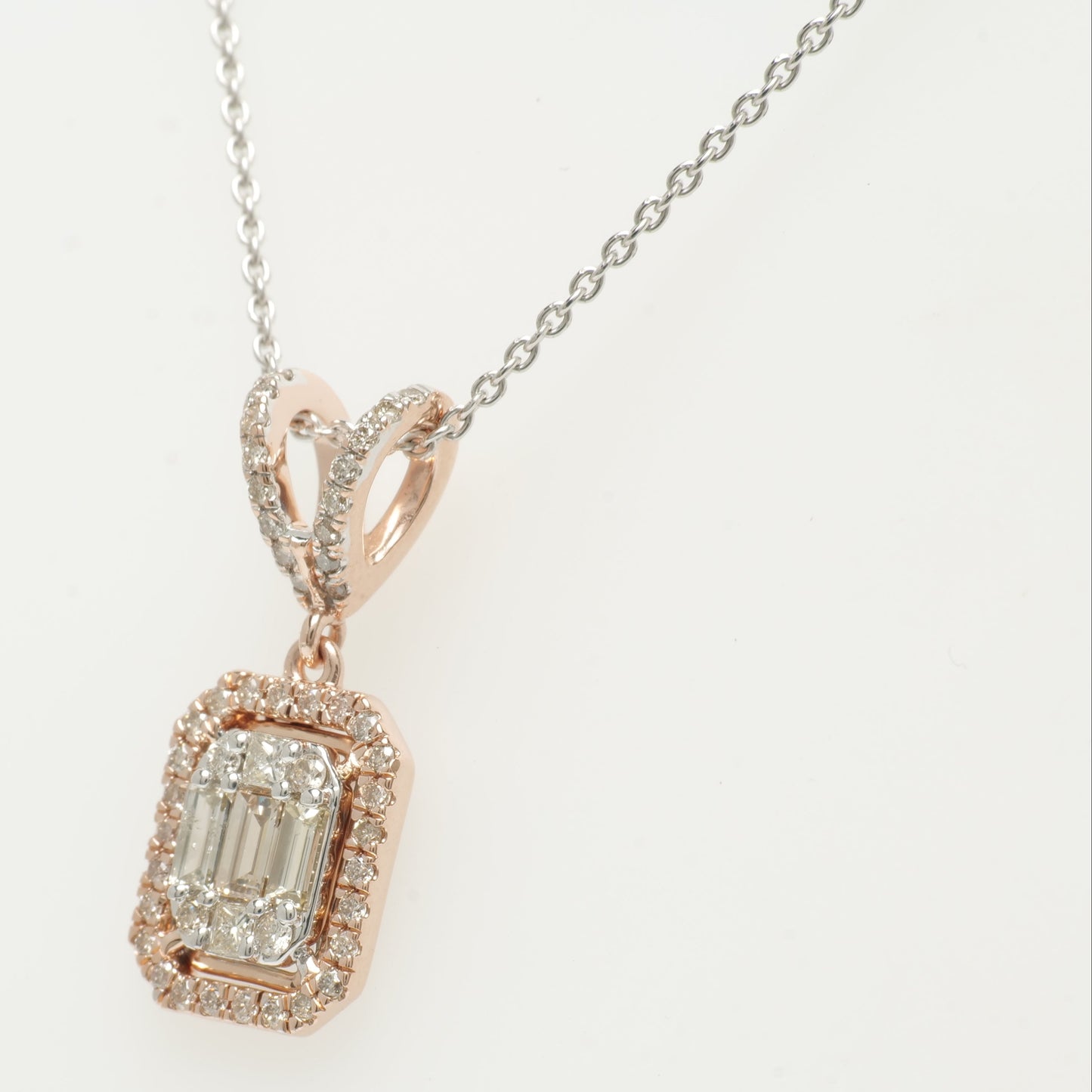 Baguette & Round Pendant Necklace