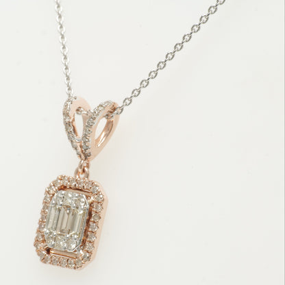 Baguette & Round Pendant Necklace