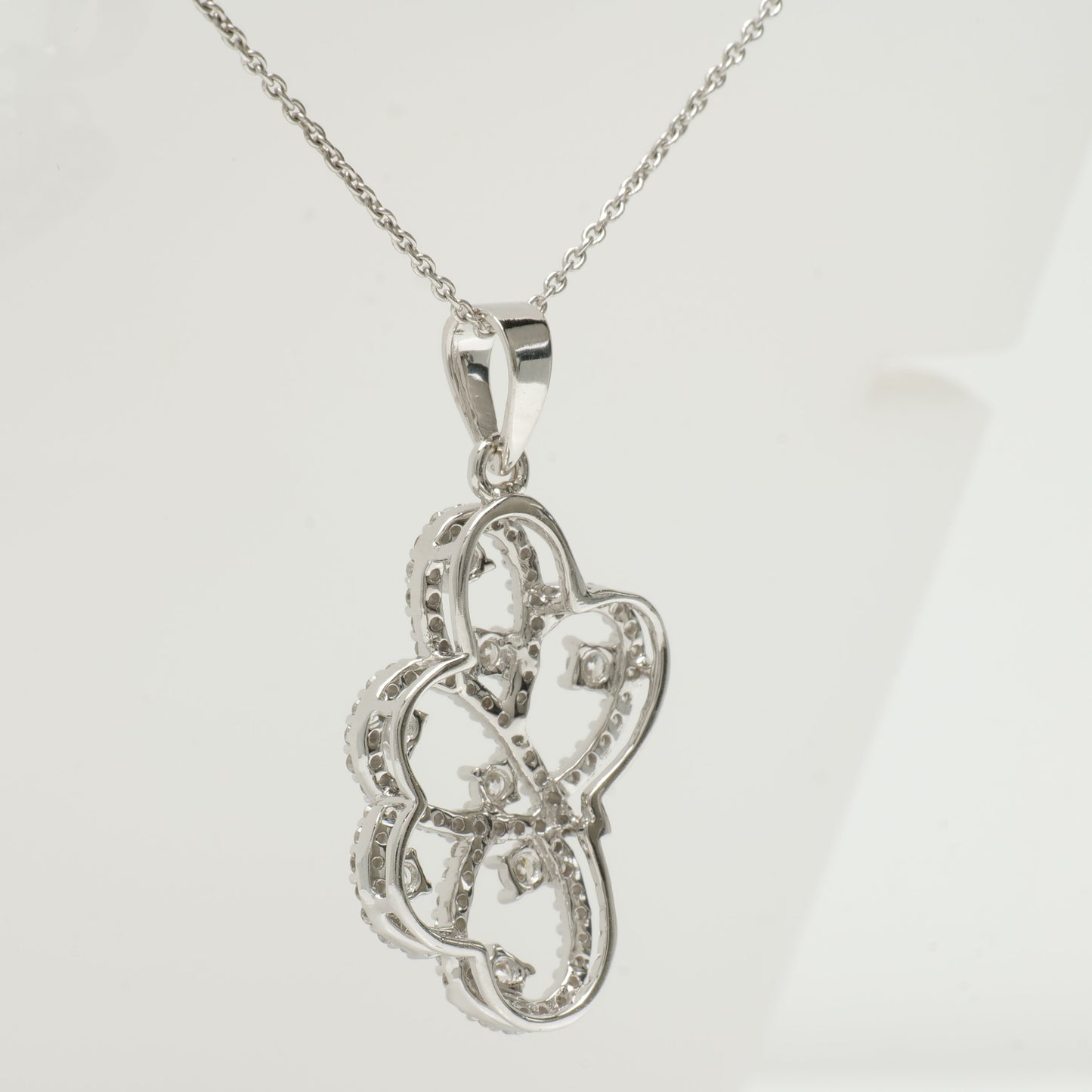 Floral Scroll Diamond Pendant Necklace