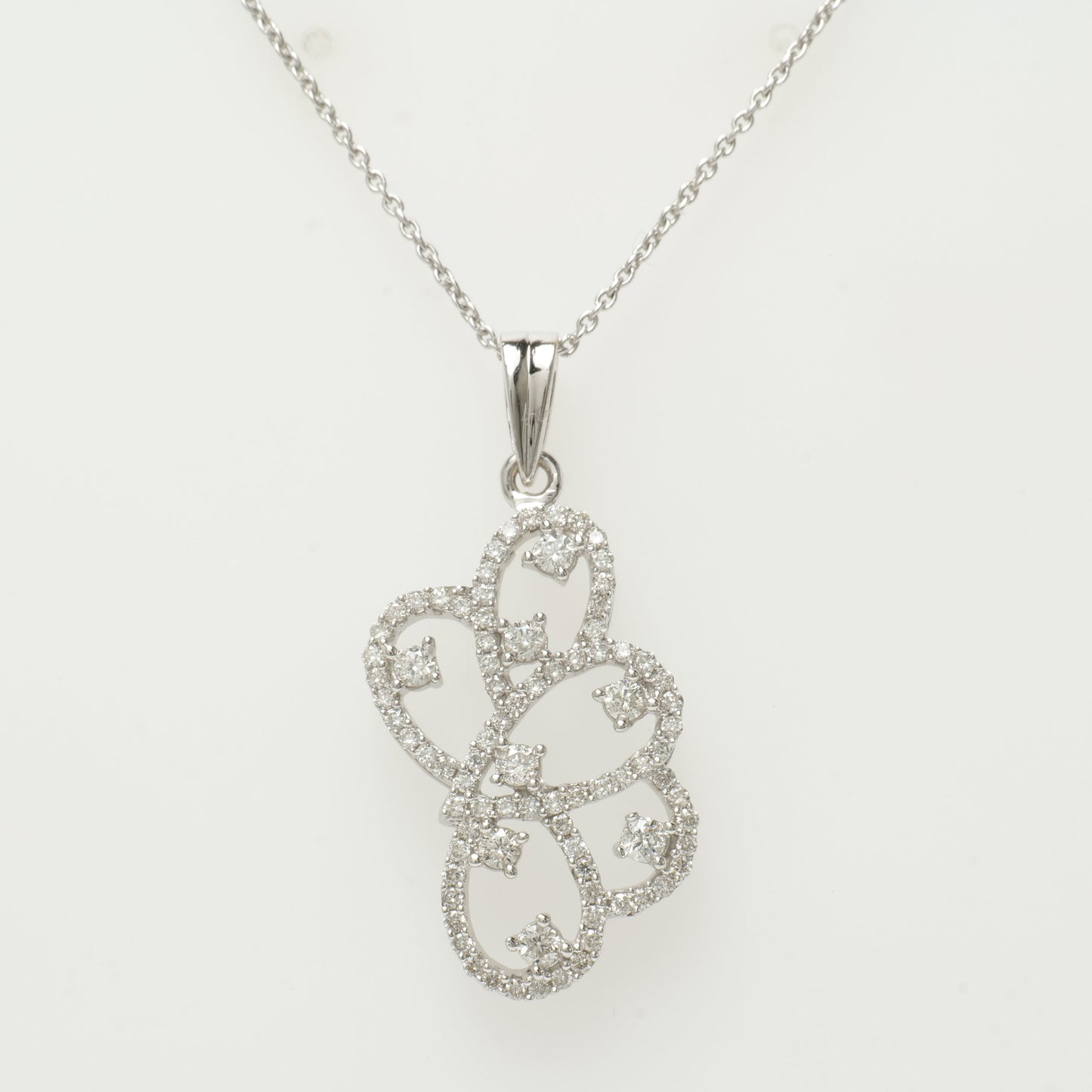 Floral Scroll Diamond Pendant Necklace