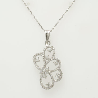 Floral Scroll Diamond Pendant Necklace
