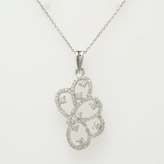 Floral Scroll Diamond Pendant Necklace