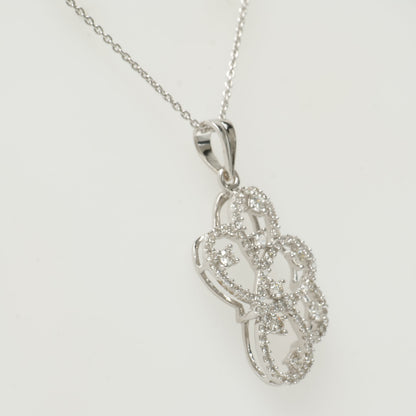 Floral Scroll Diamond Pendant Necklace