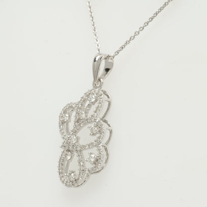 Floral Scroll Diamond Pendant Necklace