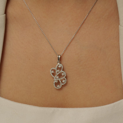 Floral Scroll Diamond Pendant Necklace