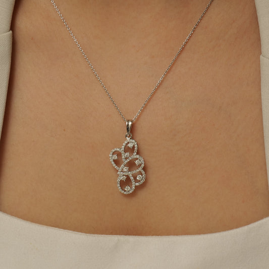 Floral Scroll Diamond Pendant Necklace