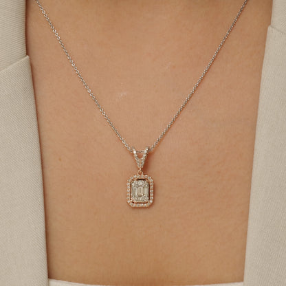 Baguette & Round Pendant Necklace