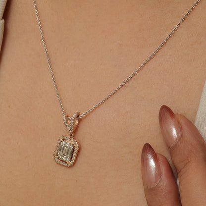 Baguette & Round Pendant Necklace
