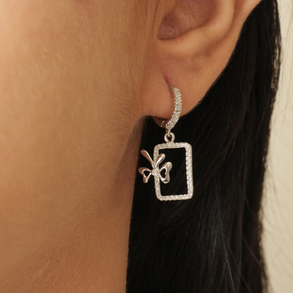 Geometric Bow Drop Huggie Earring