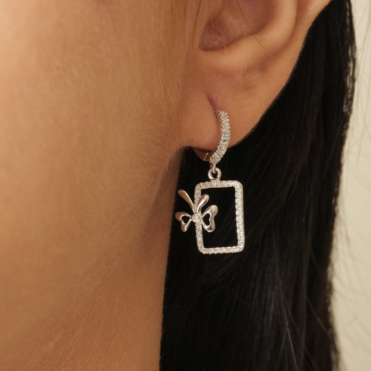 Geometric Bow Drop Huggie Earring