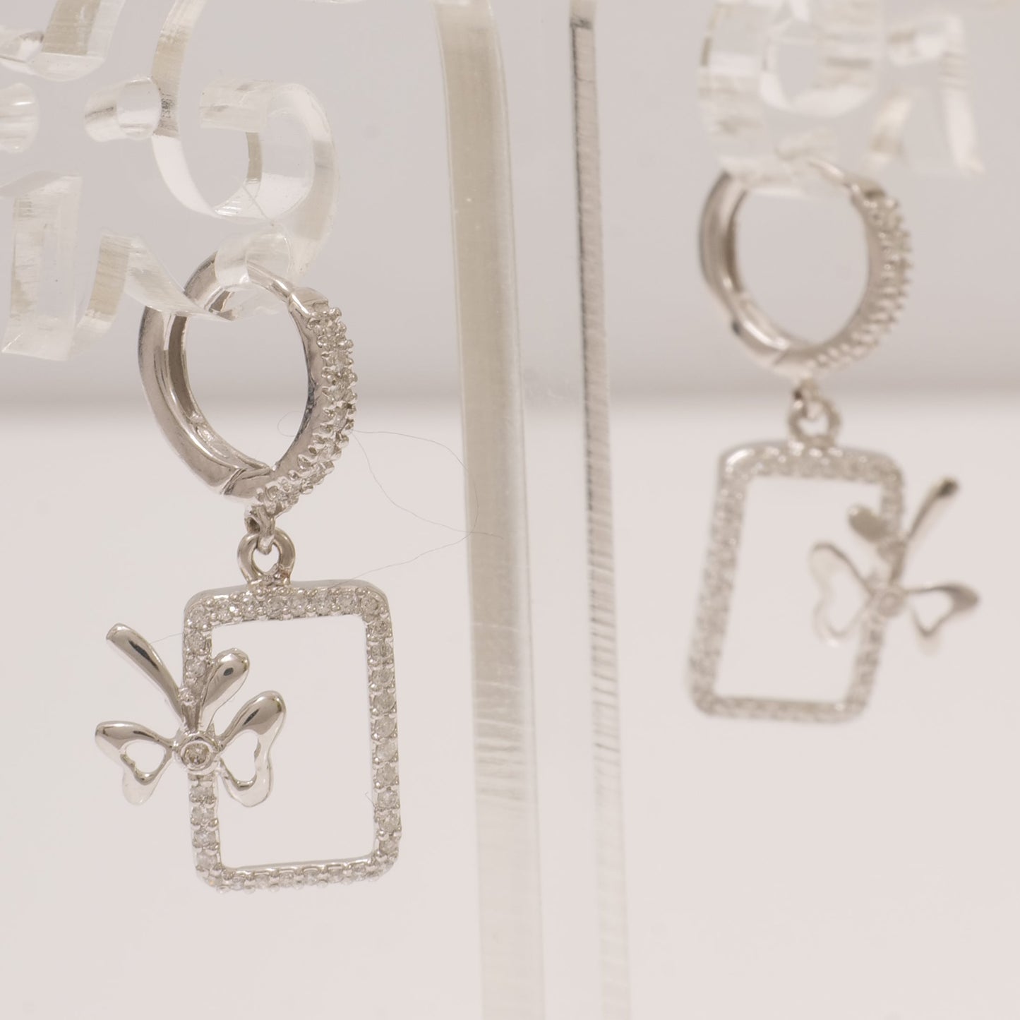 Geometric Bow Drop Huggie Earring