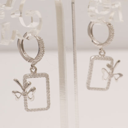 Geometric Bow Drop Huggie Earring