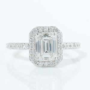 Emerald Cut Lab Grown Halo Diamond Ring