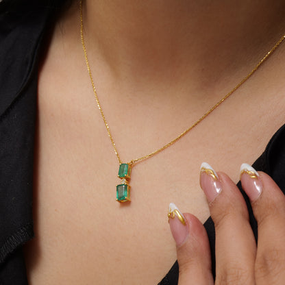 Emerald Drop Diamond Pendant Necklace