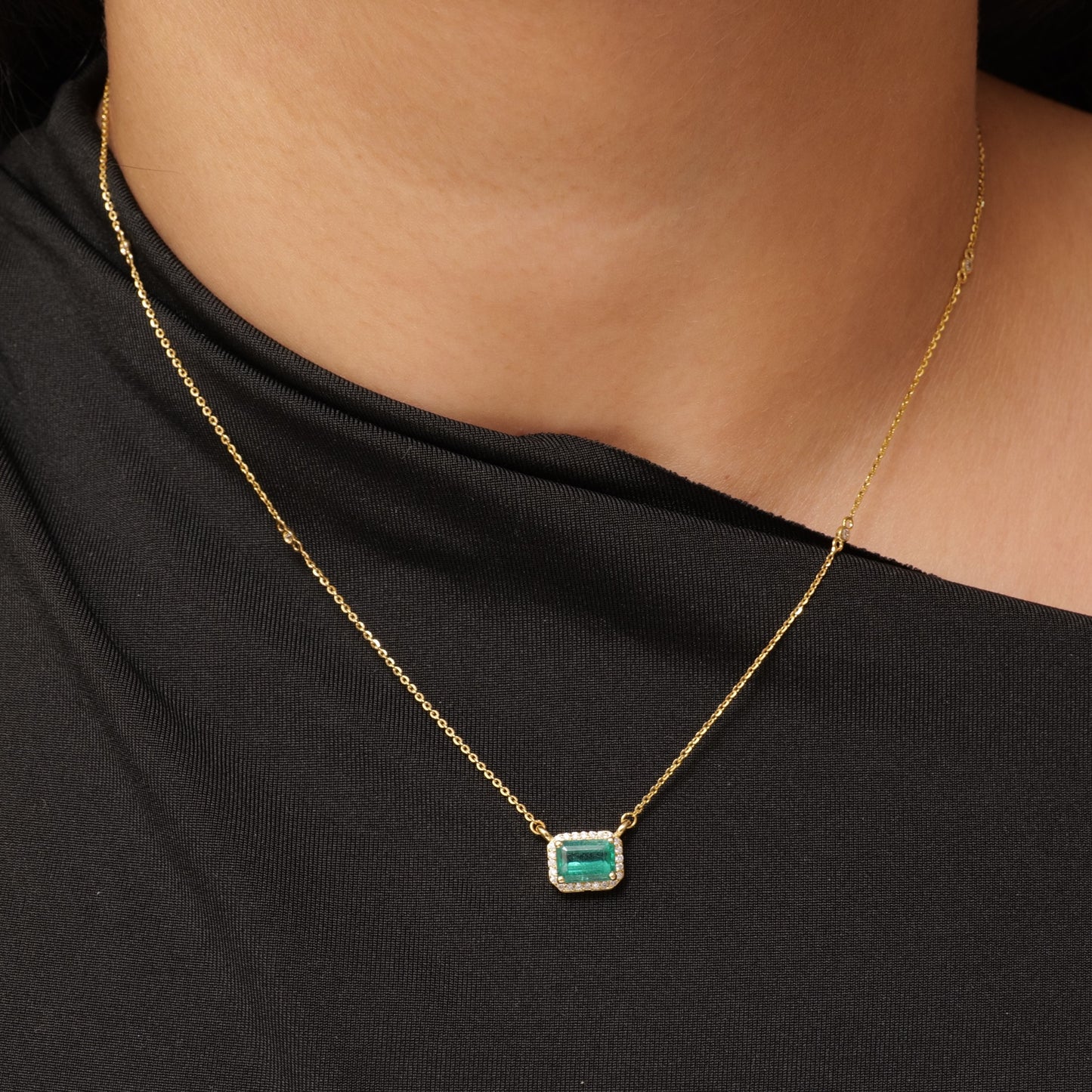 Emerald Cut Pendant Necklace