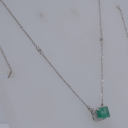 Emerald Diamond Pendant Necklace