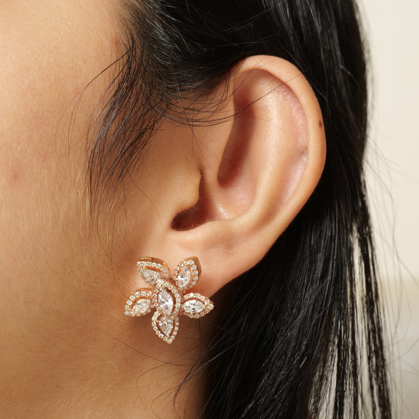 Floral Natural Diamond Earrings