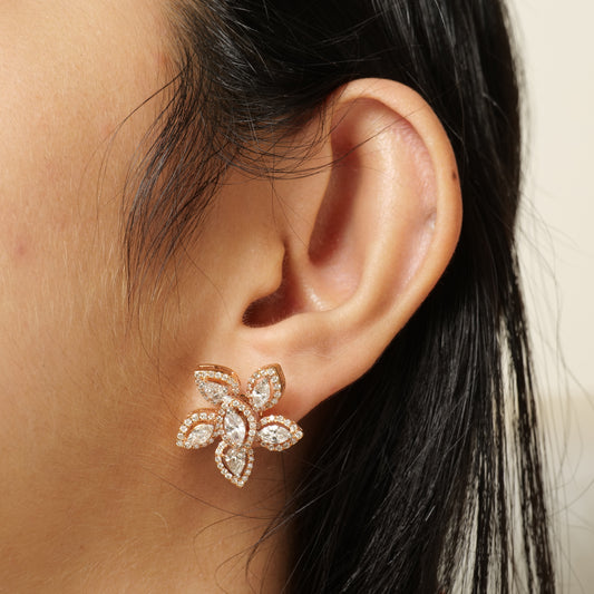 Floral Natural Diamond Earrings