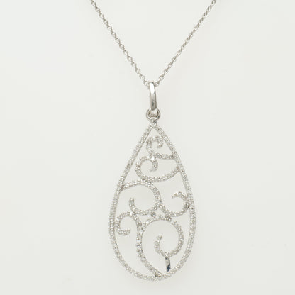 Filigree Teardrop Diamond Pendant Necklace